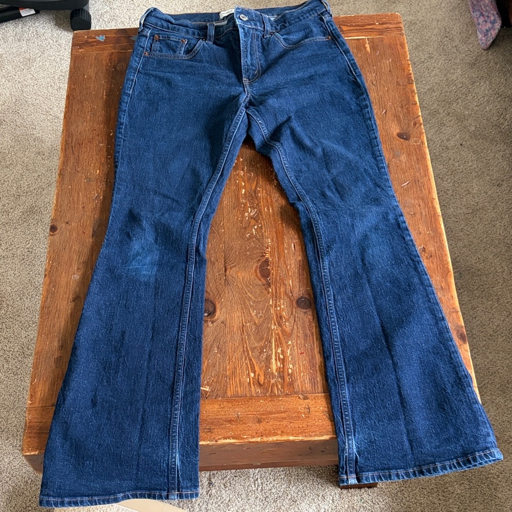 Abercrombie Mid-rise Bootcut Jeans Dark Rinse